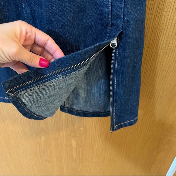 Zara Tank Denim Dress Women’s XS Dark Blue Wash Scoop Neck Zip Back Mini Fitted - Picture 3 of 9